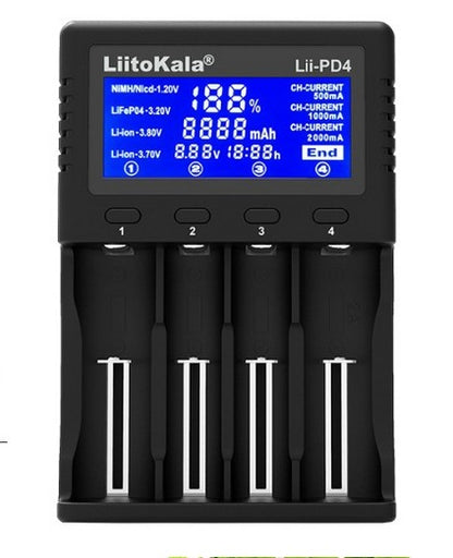 Cargador 4 Baterias De Litio Con Pantalla
