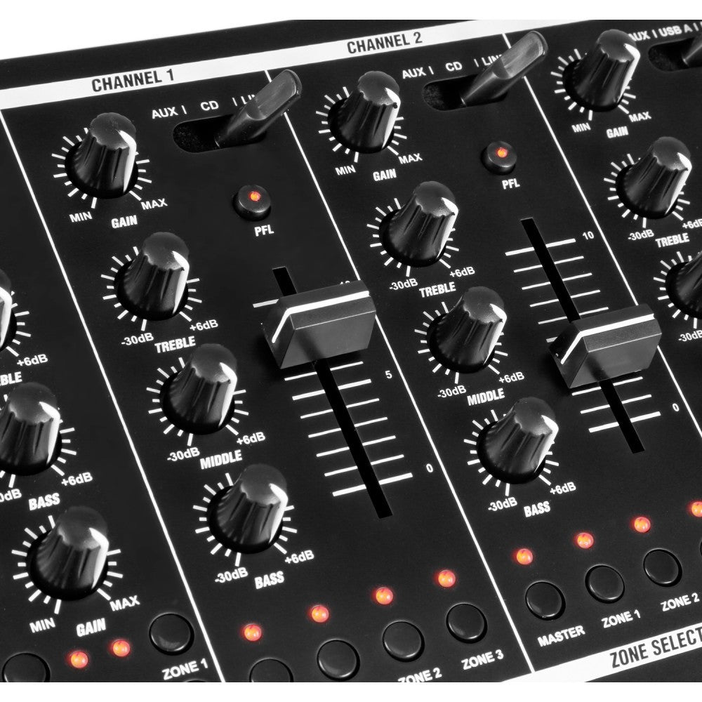 PDZM700 mezclador de 6 canales con 4 zonas