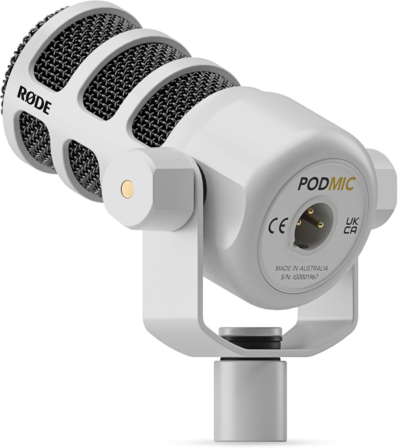 RODE PodMic White — Micrófono Dinámico Broadcast para Podcast (Blanco)