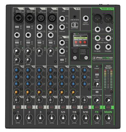 Mackie ProFX10 GO - Mesa de Mezclas Portátil 10 Canales con Batería y Bluetooth
