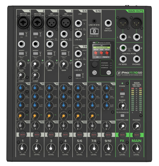 Mackie ProFX10 GO - Mesa de Mezclas Portátil 10 Canales con Batería y Bluetooth