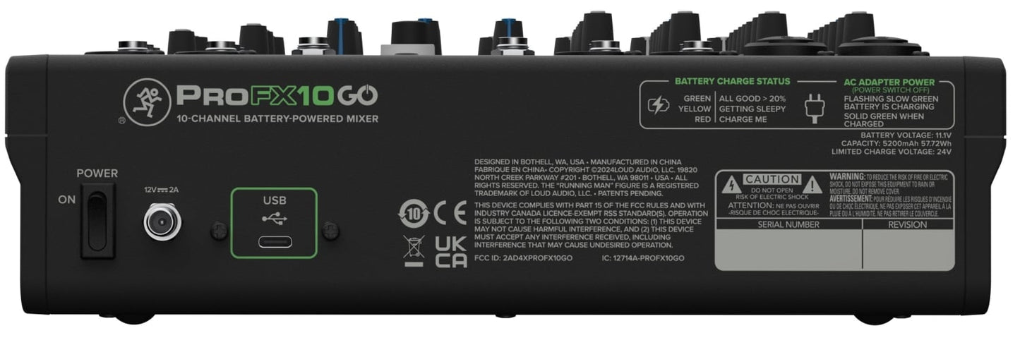 Mackie ProFX10 GO - Mesa de Mezclas Portátil 10 Canales con Batería y Bluetooth