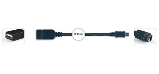 Cable USB A a mini USB B 5 pines 0,15m