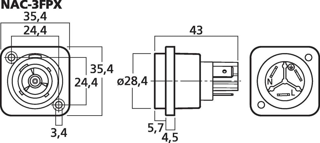 NAC-3FPX Conector Powercon