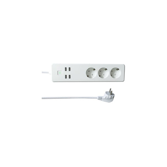 BASE MULTIPLE INTELIGENTE 3 TOMAS + 4 USB WOOX R4028