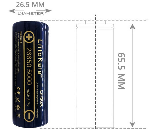 26650 Bateria de litio recarcable 3,7v