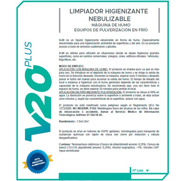 Limpiador Higienizante V20 plus