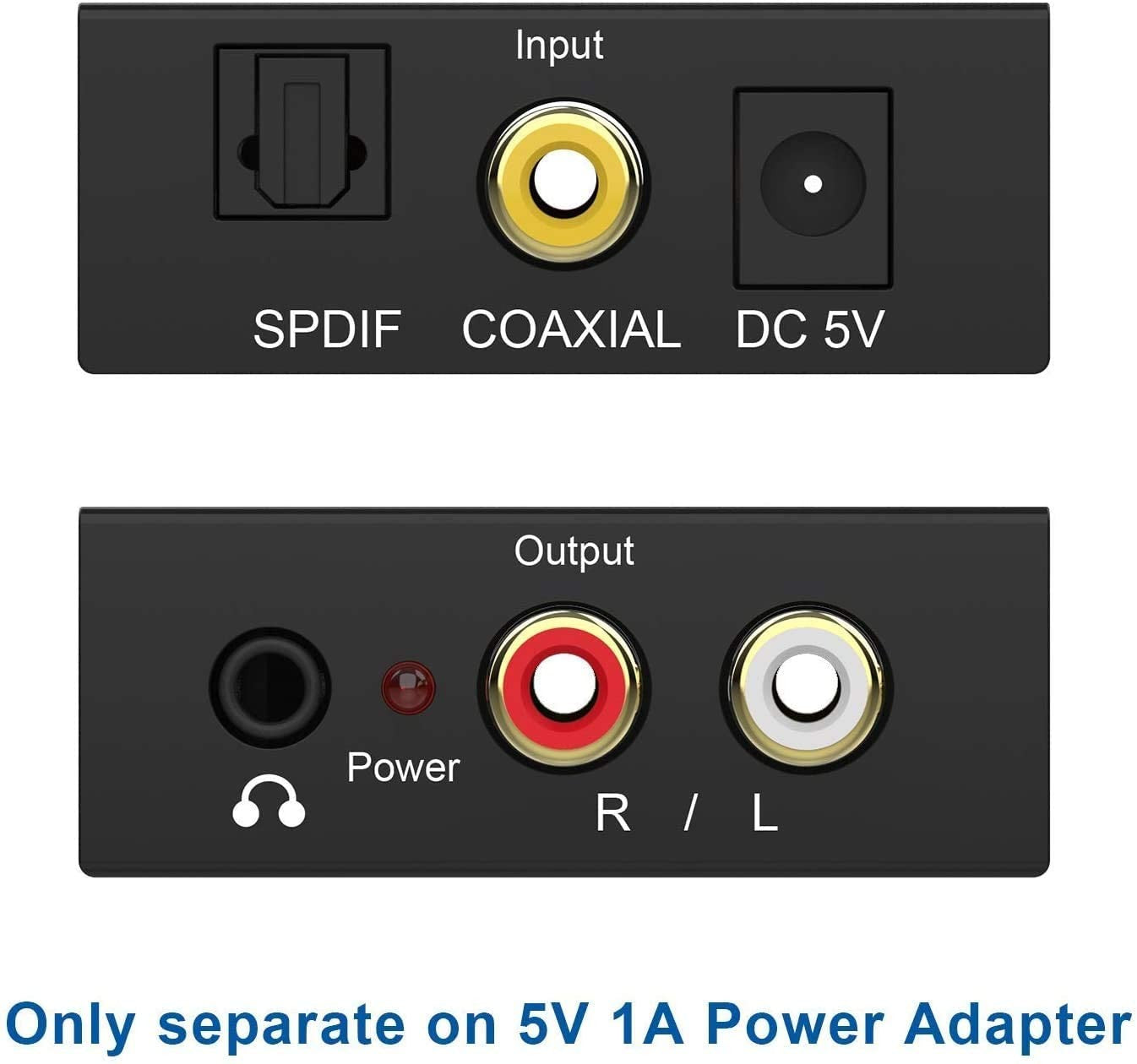 Convertidor audio digital fibra optica a rca y toma auriculares