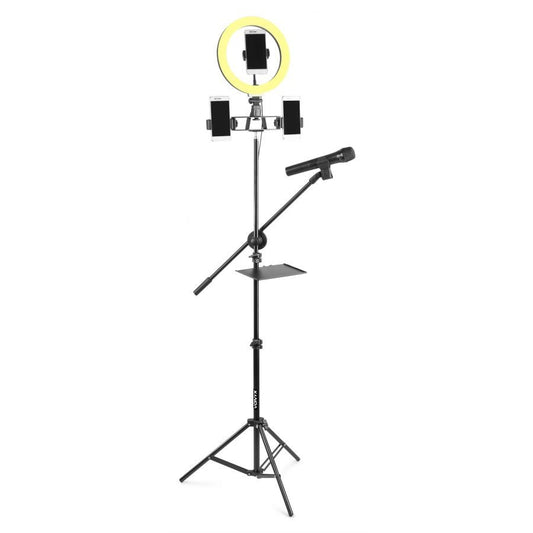 Vonyx RL25  Pie de micrófono con aro de luz con soporte móvil