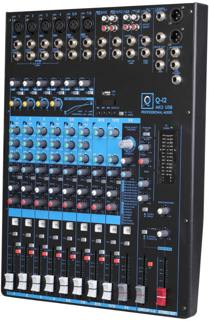 Oqan Mixer Q12 MK2 USB Mezclador compacto de 12 canales