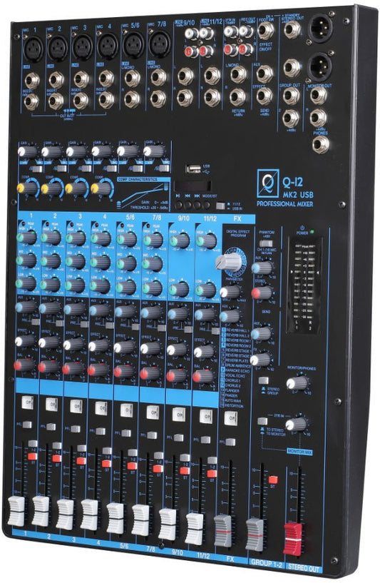 Oqan Mixer Q12 MK2 USB Mezclador compacto de 12 canales