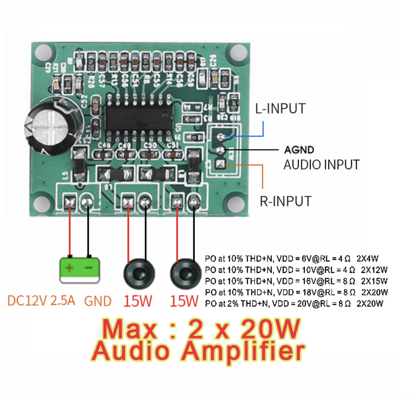 Modulo Amplificador 12v 20w maximo