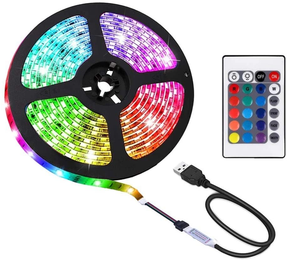 Tira de luces LED de 3 metros, USB con mando a distancia de 24 teclas, retroiluminación de TV [clase energética A+]