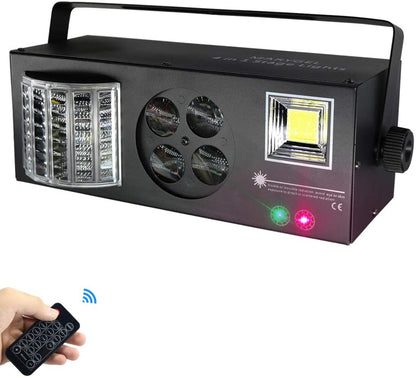 Efecto led  rgbw 4 in 1 con derby + laser + strobo + flower.
