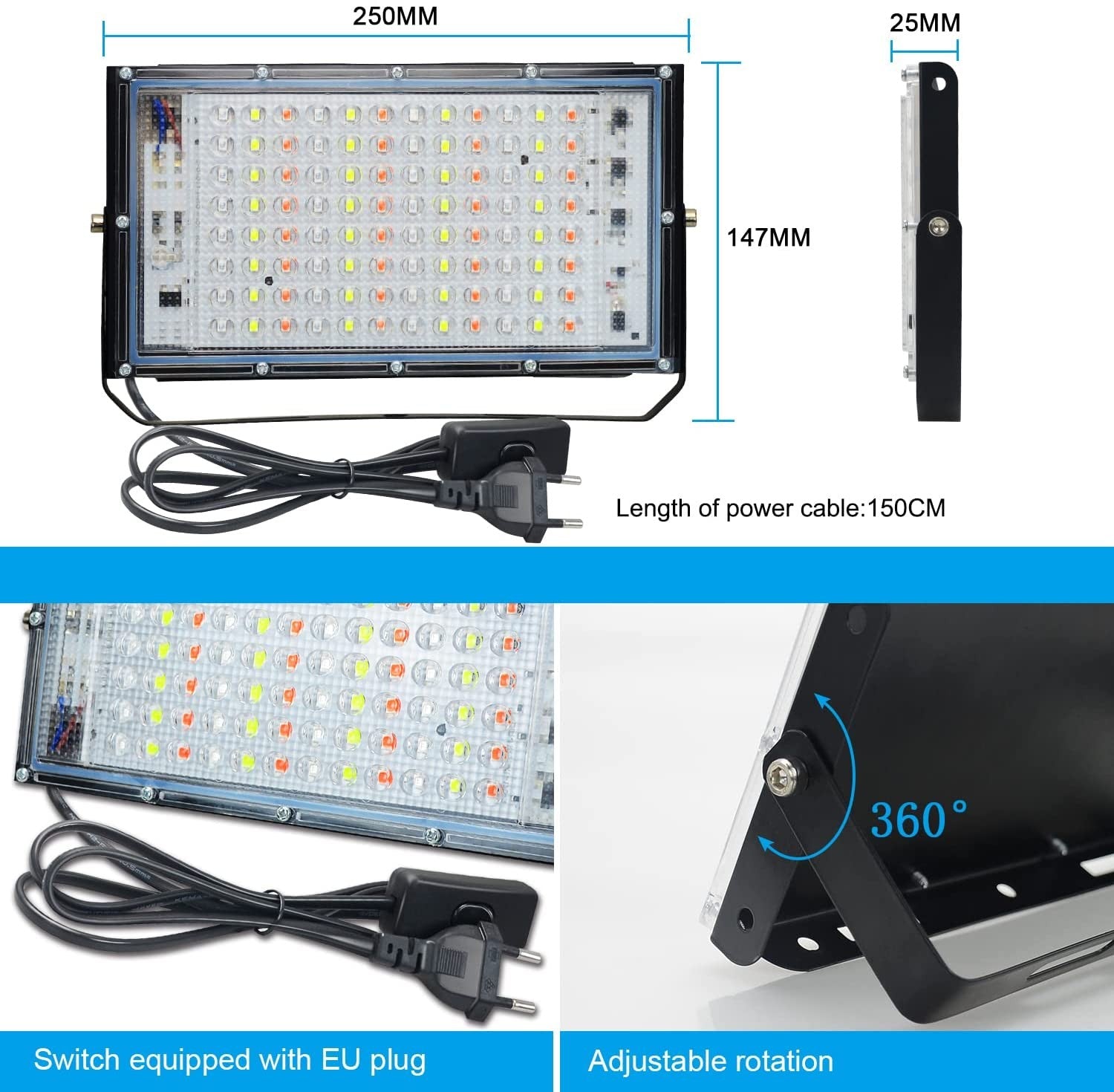 Focos Led Exterior 100W, Romwish Foco LED RGB