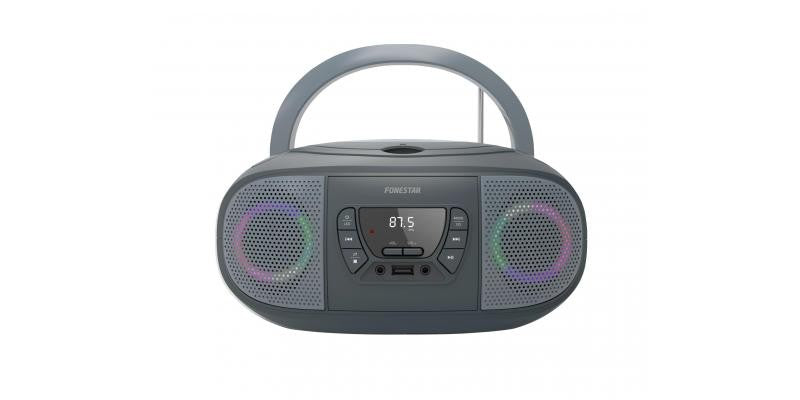 Radio CD USB FM con entrada auxiliar Gris