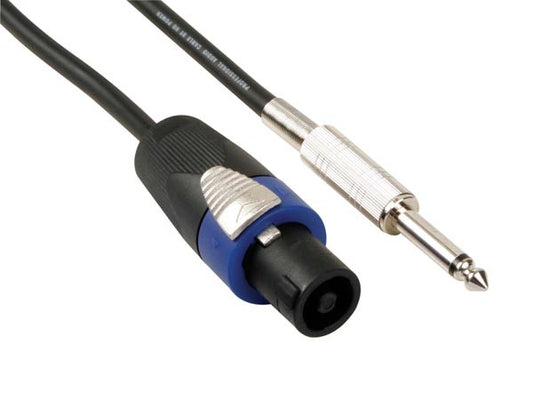 CABLE DE ALTAVOZ PROFESIONAL, CONECTOR DE 2 POLOS MACHO A CONECTOR MONO MACHO DE 6.35mm (10m)