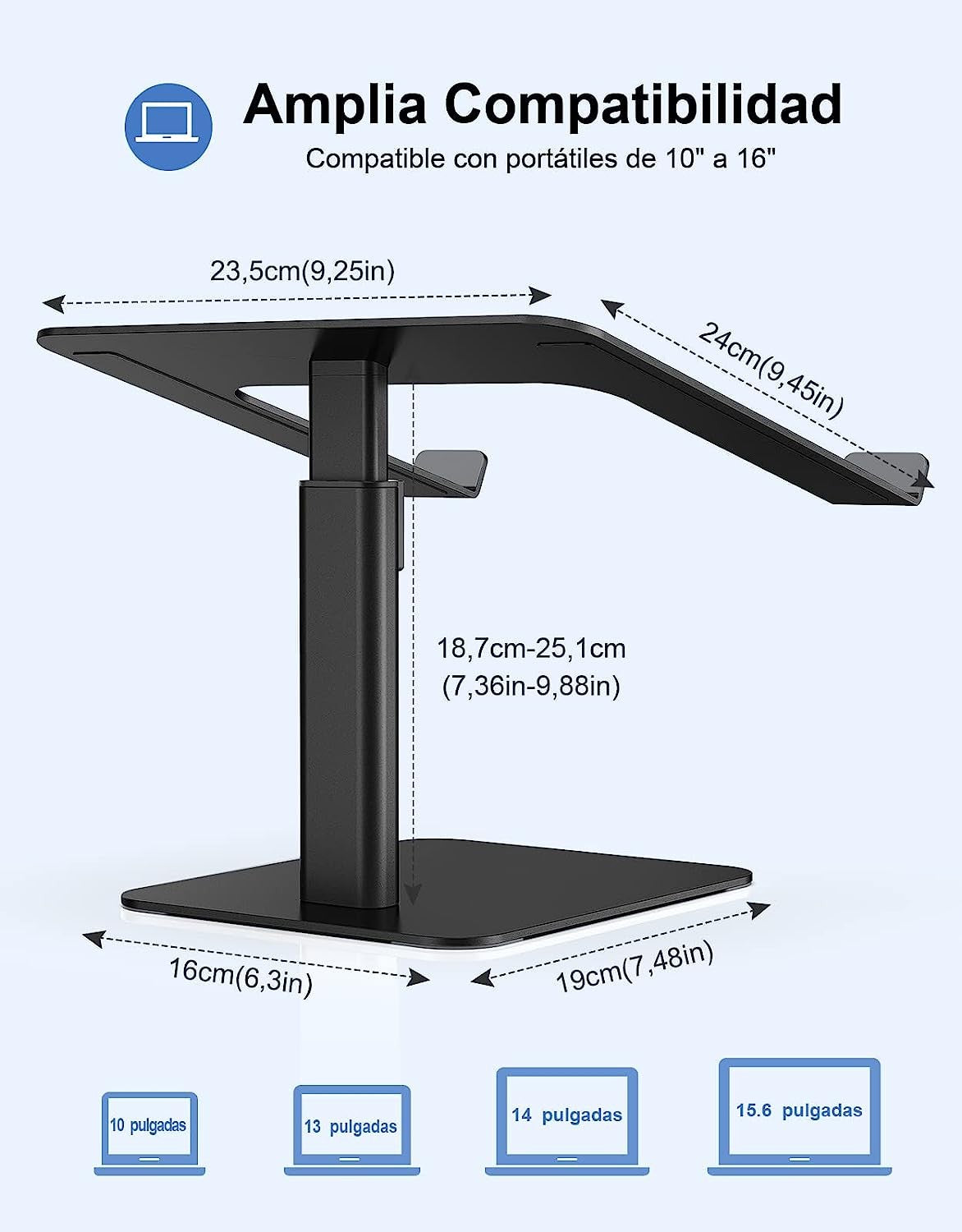Soporte Portatil Mesa con 8 Alturas Ajustables,