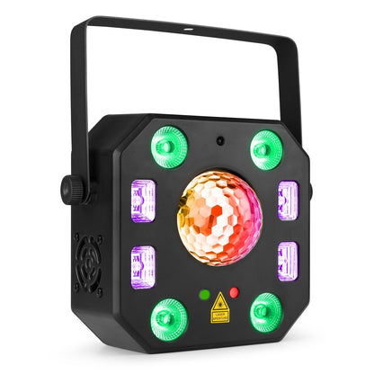 Multi efecto 5-en-1 efectos con Jelly ball, PAR, UV, Strobe y Laser