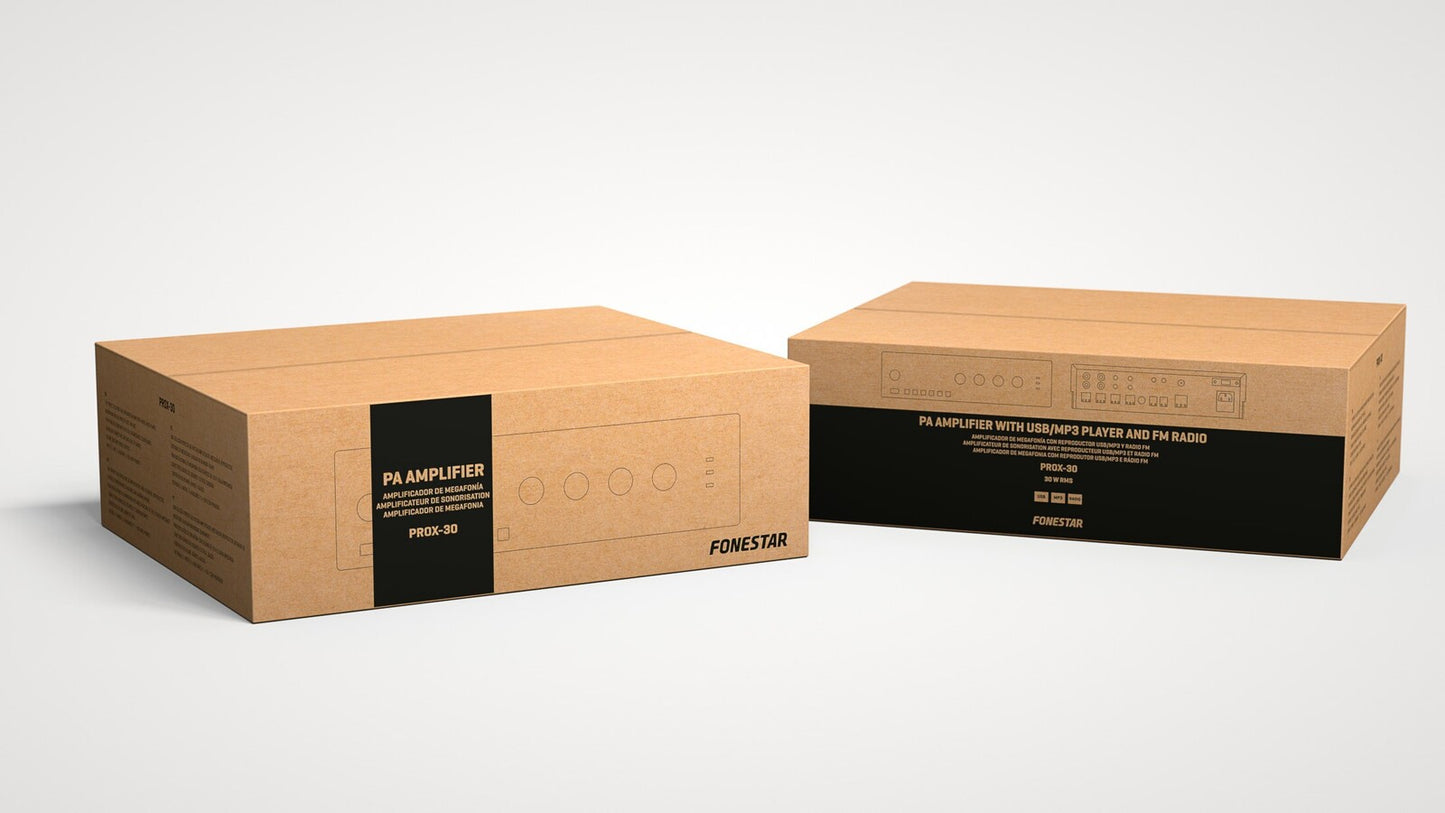 PROX 30.Amplificador de megafonía con reproductor USB/FM