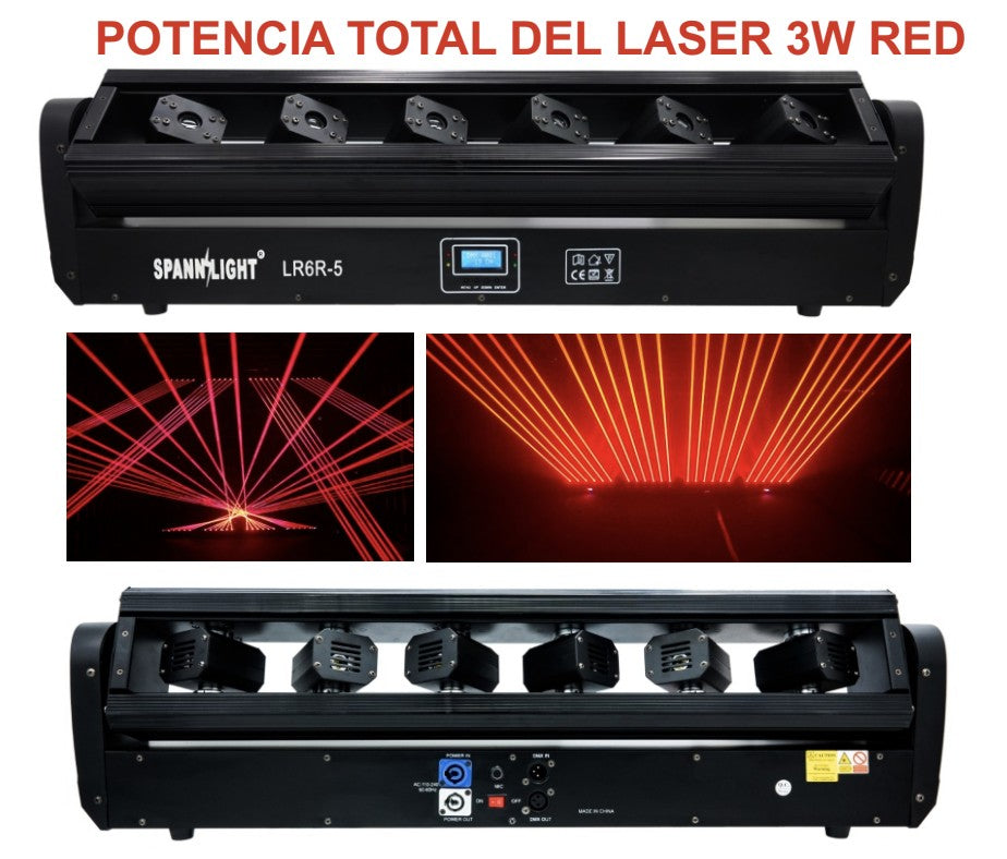 BARRA CON 6 CABEZAS LASER ROJO DE 6x500mW
