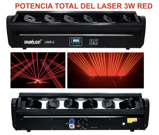 BARRA CON 6 CABEZAS LASER ROJO DE 6x500mW