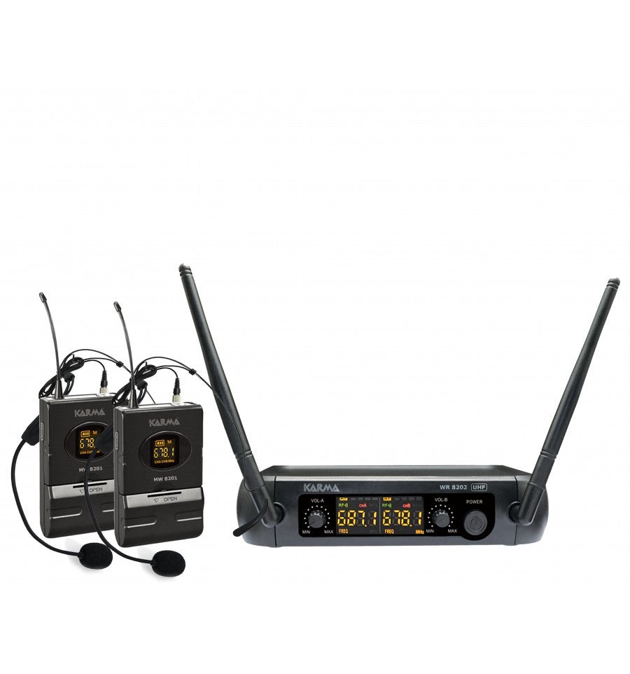 Karma SET 8202LAV Micrófono inalámbrico Dual UHF Diadema