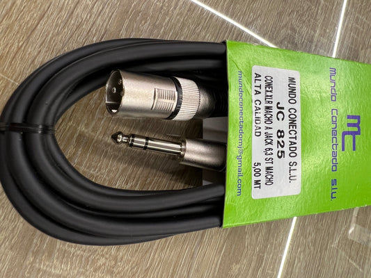 Conexión 5 metros Jack estereo a xlr macho