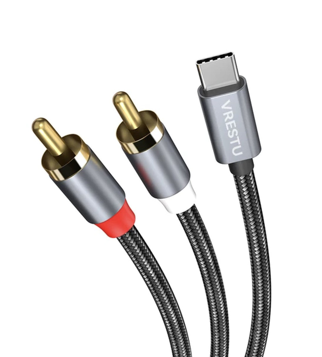 Conexión USB C a dos rca macho 1 metro