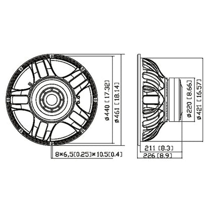 18SW-1500W 8 OHM Altavoz 18 pulgadas Graves