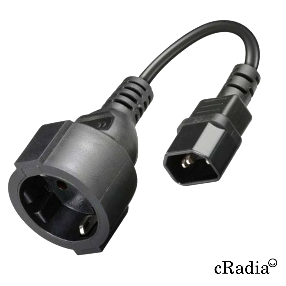 Cable Adaptador Alimentación Schuko Hembra - IEC C14 Macho 23cm