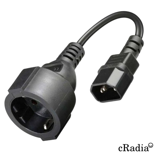 Cable Adaptador Alimentación Schuko Hembra - IEC C14 Macho 23cm