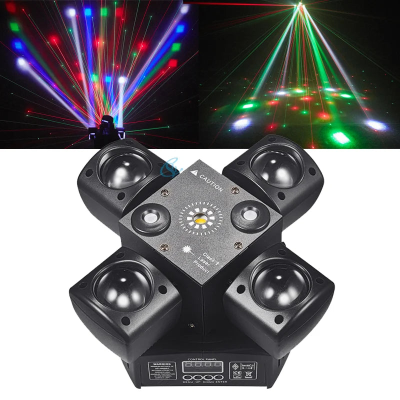 Cabeza Móvil DJ Beam 3 en 1 48W con Láser Rojo y Verde