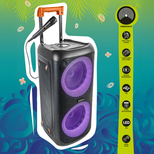 Altavoz Portátil con Batería e Iluminación LED Ibiza Sound ERIS400