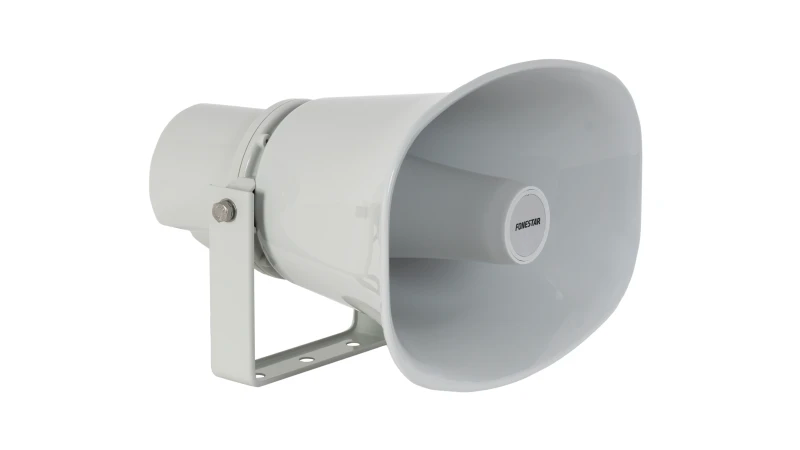 Bocina FONESTAR VULKAN-30T gris, vista frontal lateral con soporte de montaje