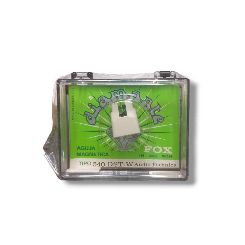 Aguja magnética FOX tipo 540 DST-W en su estuche, etiquetada para Audio-Technica
