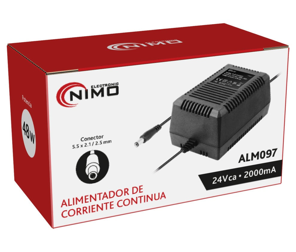 Alimentador Estabilizado 24V 2A | NIMO ALM097 | Jack 5,5x2,0mm Corriente Continua