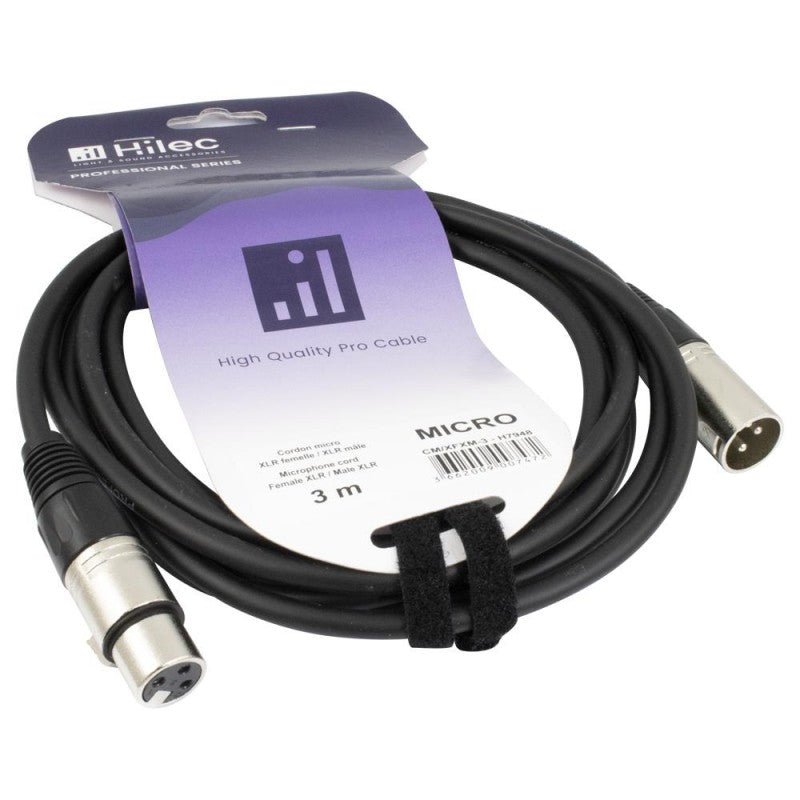 Hilec | Cable XLR Macho a XLR Hembra 3m Premium