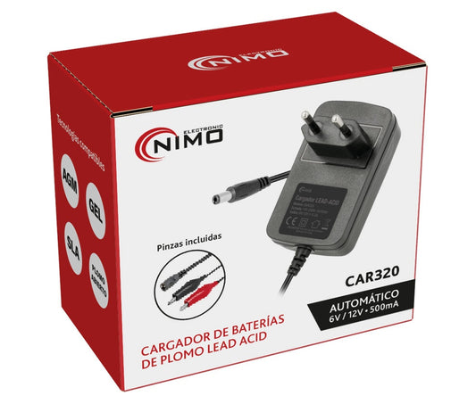 NIMO CAR320 - Cargador Automático Baterías Plomo 6V y 12V 500mA
