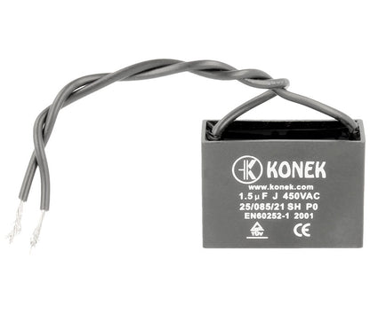 Condensador de Arranque y Marcha de Motor 1,5 µF 450V con Cables