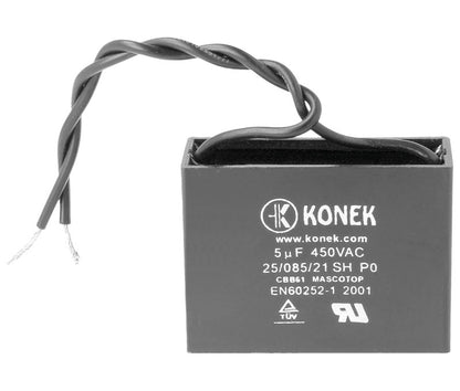 KONEK CMV5MF Condensador de Arranque y Marcha de Motor 5MF 450Vca Cables