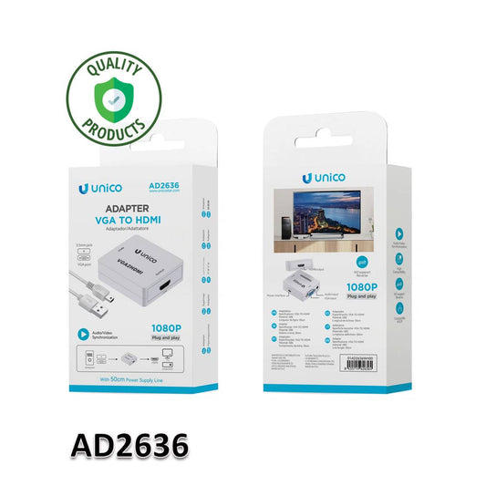 Adaptador UNICO AD2636 VGA-IN HDMI-OUT