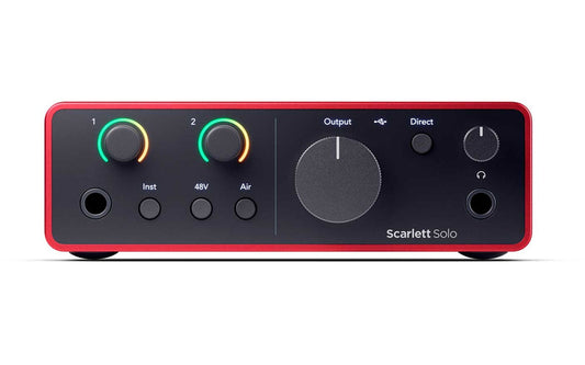 Imagen 1 (focussolo.jpg): Focusrite Scarlett Solo 4th Gen — Interfaz de audio USB-C frontal
