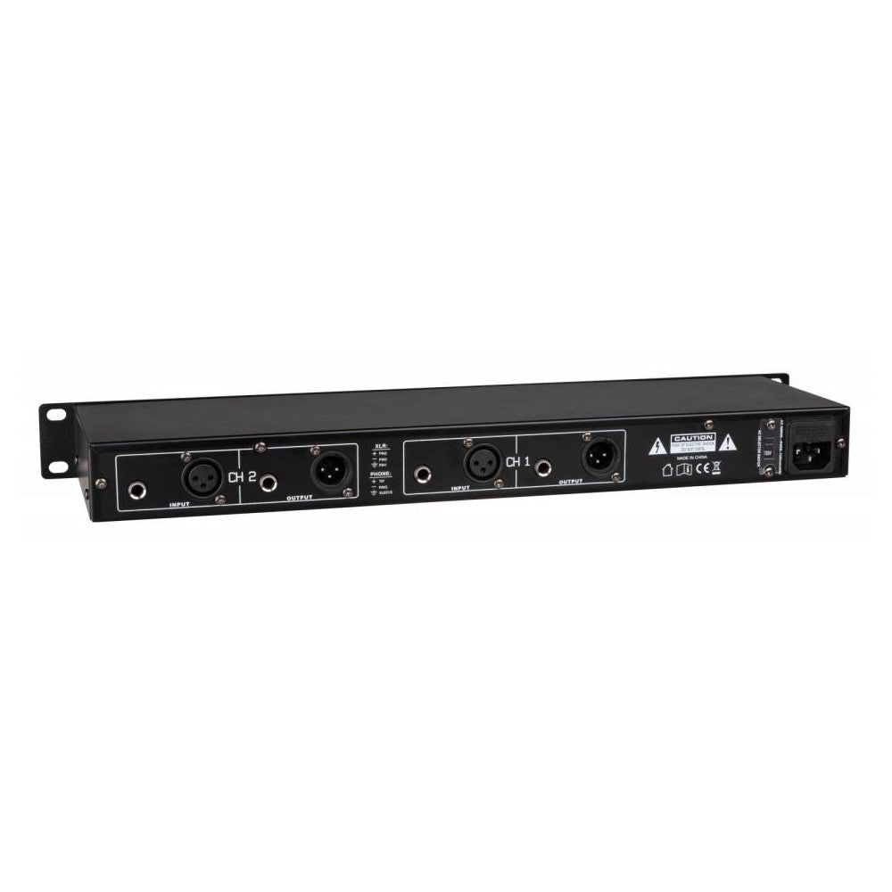 JB Systems GEQ-215 Ecualizador Estéreo 2x15 Bandas 19" - Vista trasera conexiones