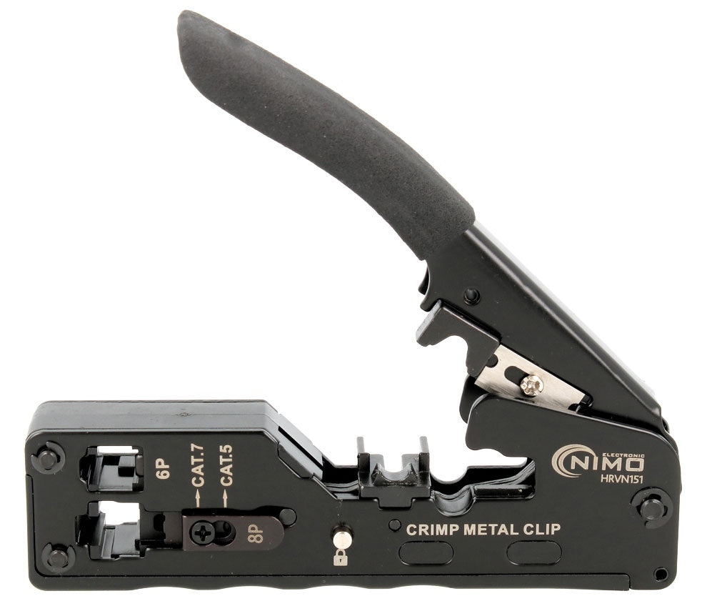 Crimpadora NIMO HRVN151 abierta para engarzar conectores modulares