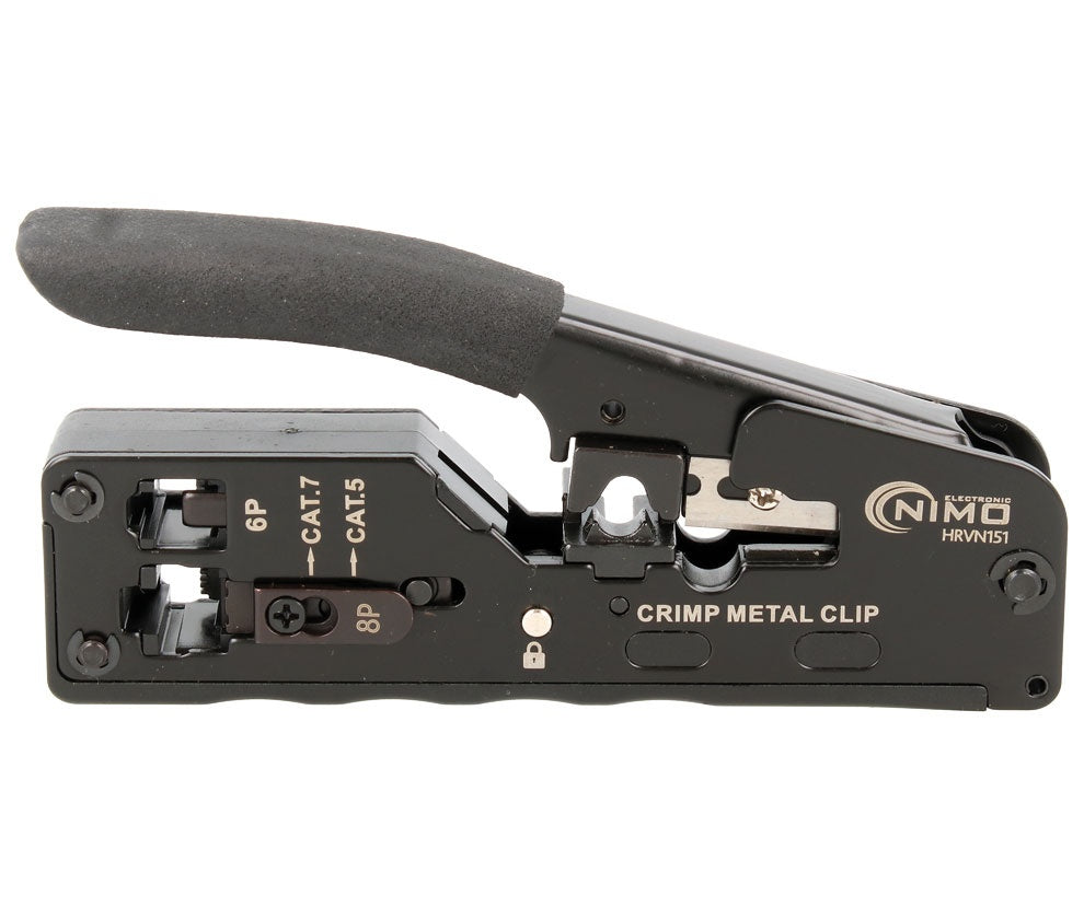 Crimpadora NIMO HRVN151 para conectores RJ11 RJ12 y RJ45, vista cerrada
