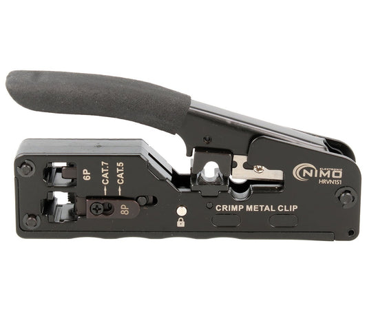 Crimpadora NIMO HRVN151 para conectores RJ11 RJ12 y RJ45, vista cerrada