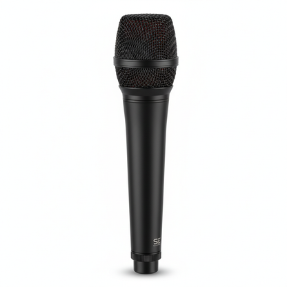 Vista completa del micrófono V7 Black con conector XLR