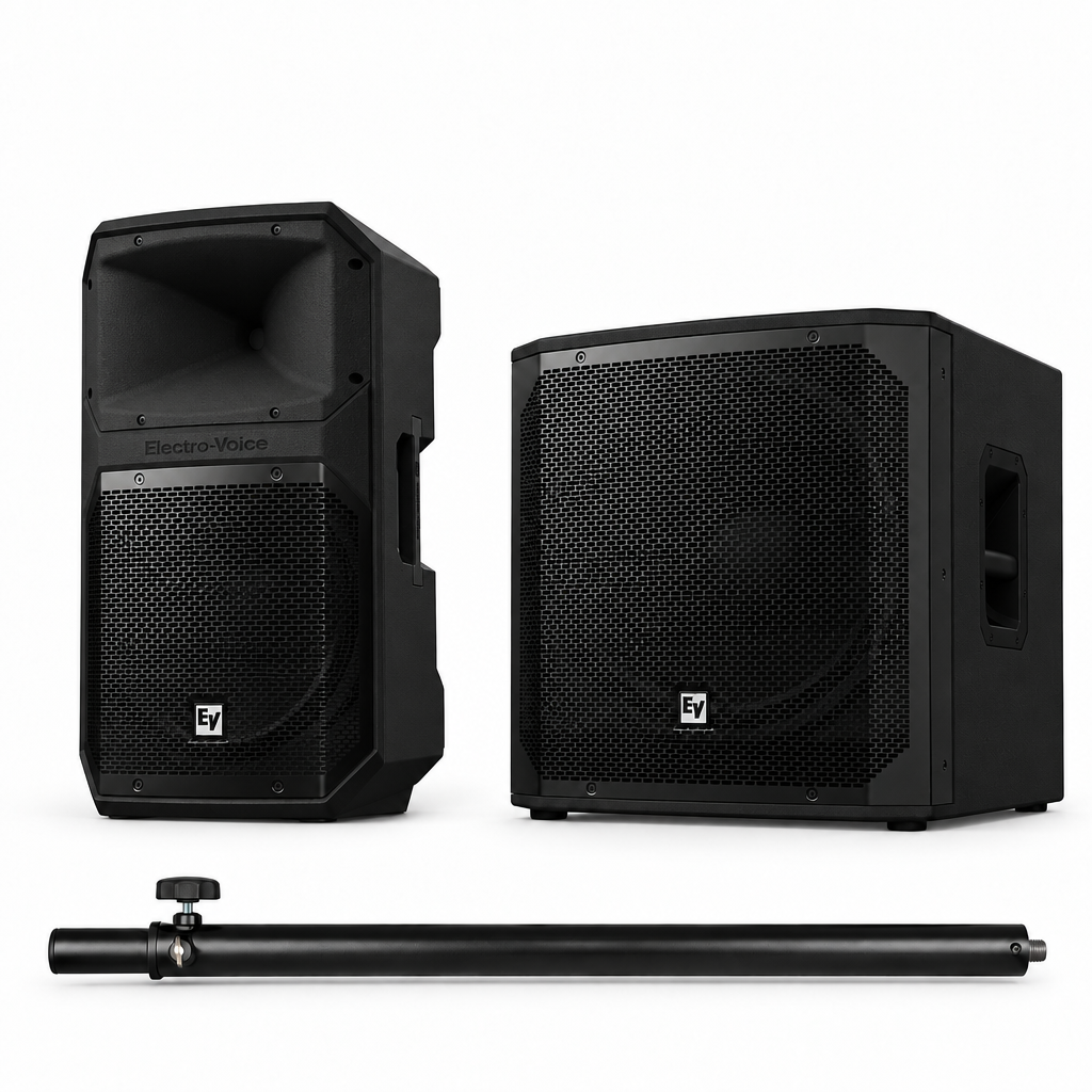 Kit Electro-Voice EVIVA 12P con subwoofer EVIVA 18SP y soporte telescópico