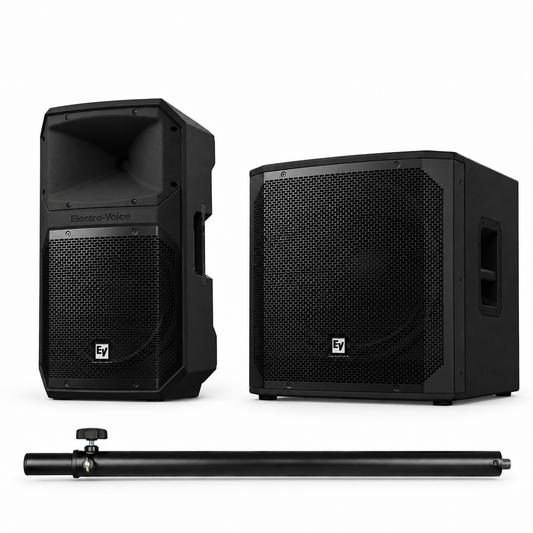 Kit Electro-Voice EVIVA 12P con subwoofer EVIVA 18SP y soporte telescópico